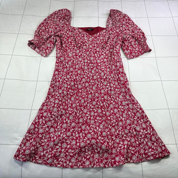 Madewell Dress Womens 10 Puff-Sleeve Mini Eloise Floral Smocked Romantic V Neck - Picture 2 of 13
